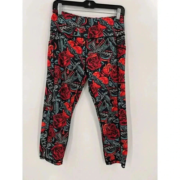 Constantly Varied Gear CVG RETIRED Tattoo Red Rose Capri Crossfit Leggings LARGE - Picture 1 of 9